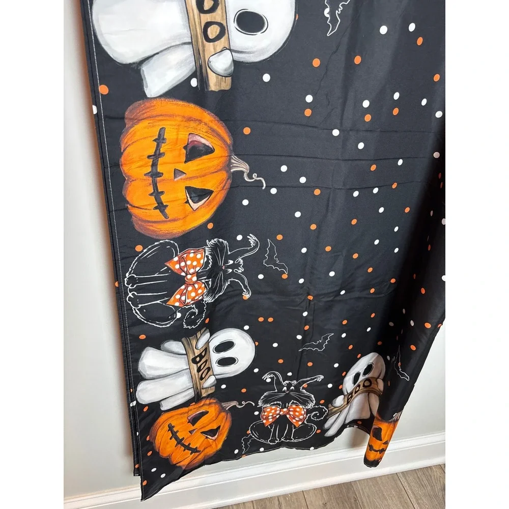 Halloween Tablecloth Rectangle 120x60 Black Ghost Pumpkin Cat Spooky Party Decor